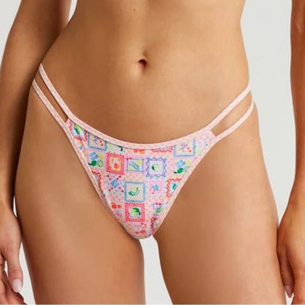 Kulani Kinis Twin Strap Cheeky Bikini Bottom Citron Coast Size Large New W/ Tag